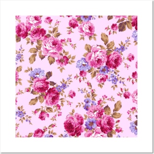 Pink Flowers Pattern Posters and Art